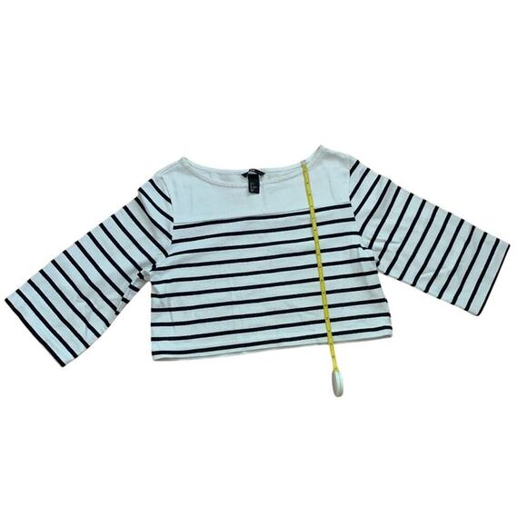 H&M Blue White Striped Crop Wide Sleeve Knit Top Size S Nautical Preppy Beachy - Picture 5 of 9